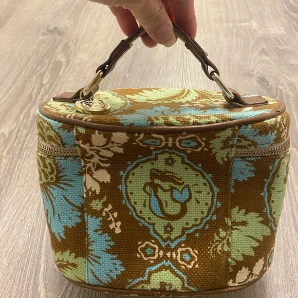 Spartina Daufuskie Island Brown Green Blue Zip Cosmetic Makeup Bag - Picture 4 of 15